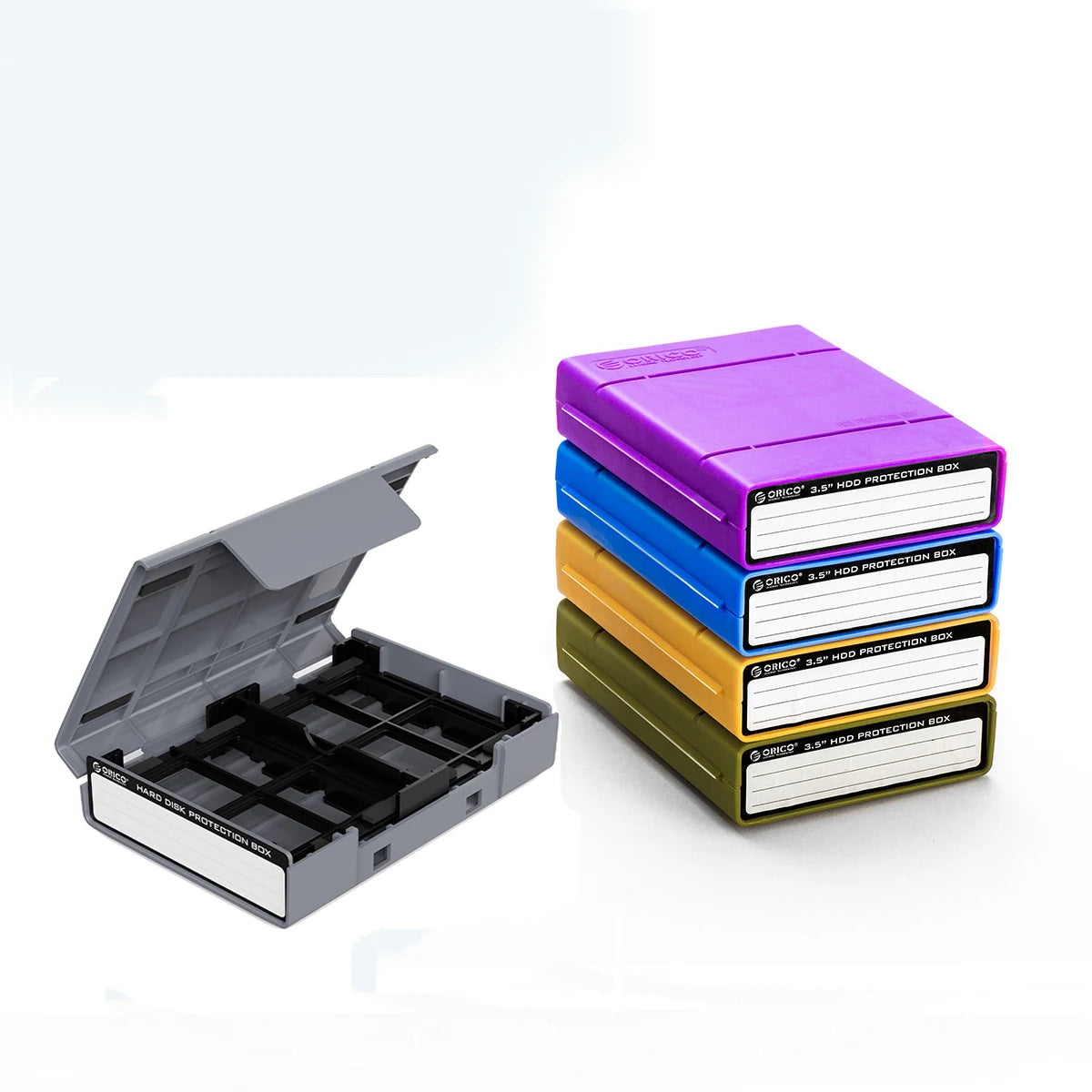 ORICO 5PCS 3.5 inch Hard Drive Protective Box Portable External HDD Pouch With label Multi-disk Storage for HDD