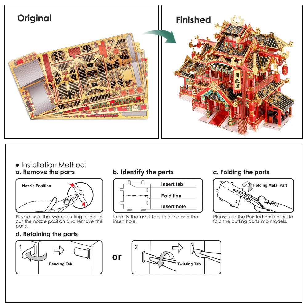 Piececool 3D Metal Puzzle -Restaurant DIY Assemble Jigsaw Toy ,Model Building Kits Christmas and Birthday Gifts for Adults