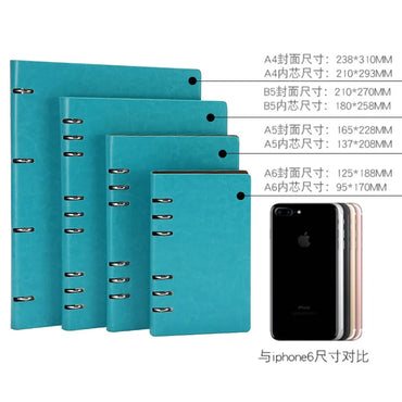 A4 A5 A6 B5 Hollow Loose-leaf Notebook, Detachable Notebook, Leather Notepad Notebook Binder Notepads Stationery