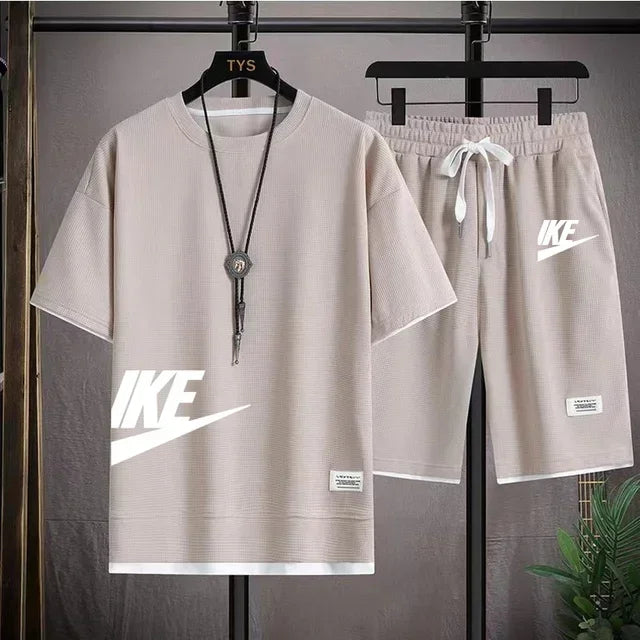 Fashionable casual trend men's sport suit short-sleeved T-shirt and outdoor summer sport shorts two-piece 2025 new size S-3XL