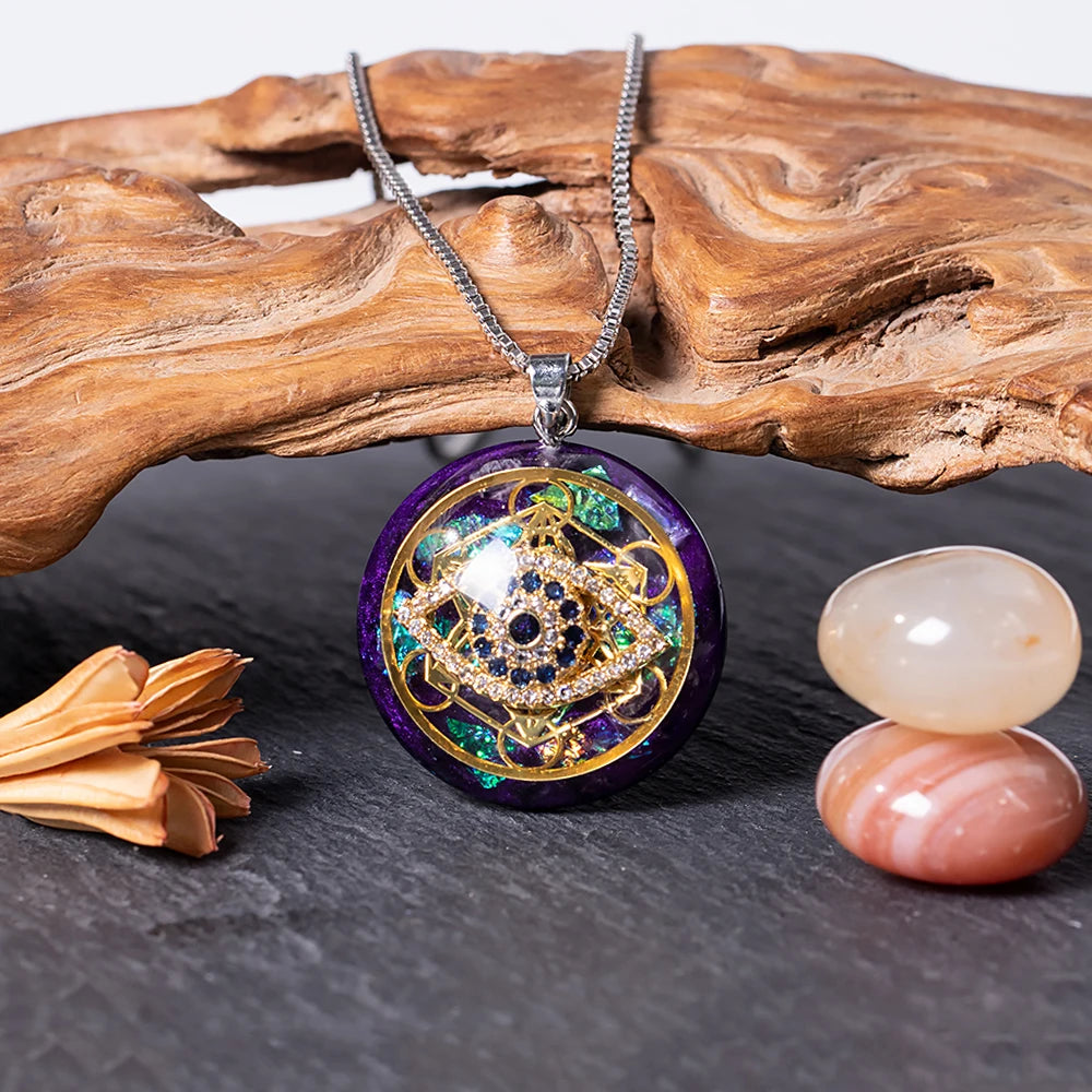 Orgonite Pendant Malachite Energy Necklace Sri Yantra Necklace Sacred Geometry Energy Healing Yoga Jewelry