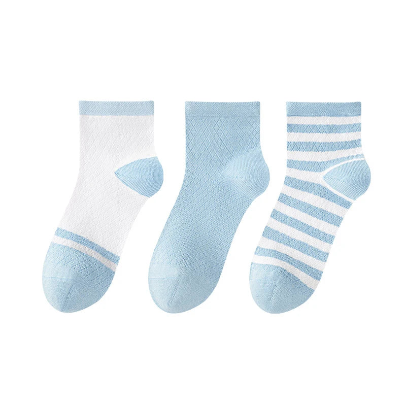 Children's Summer Mesh Colorful Socks: Pure Cotton, Sweat-Absorbent, Breathable, Seamless Stitching, for Boys and Girls, School