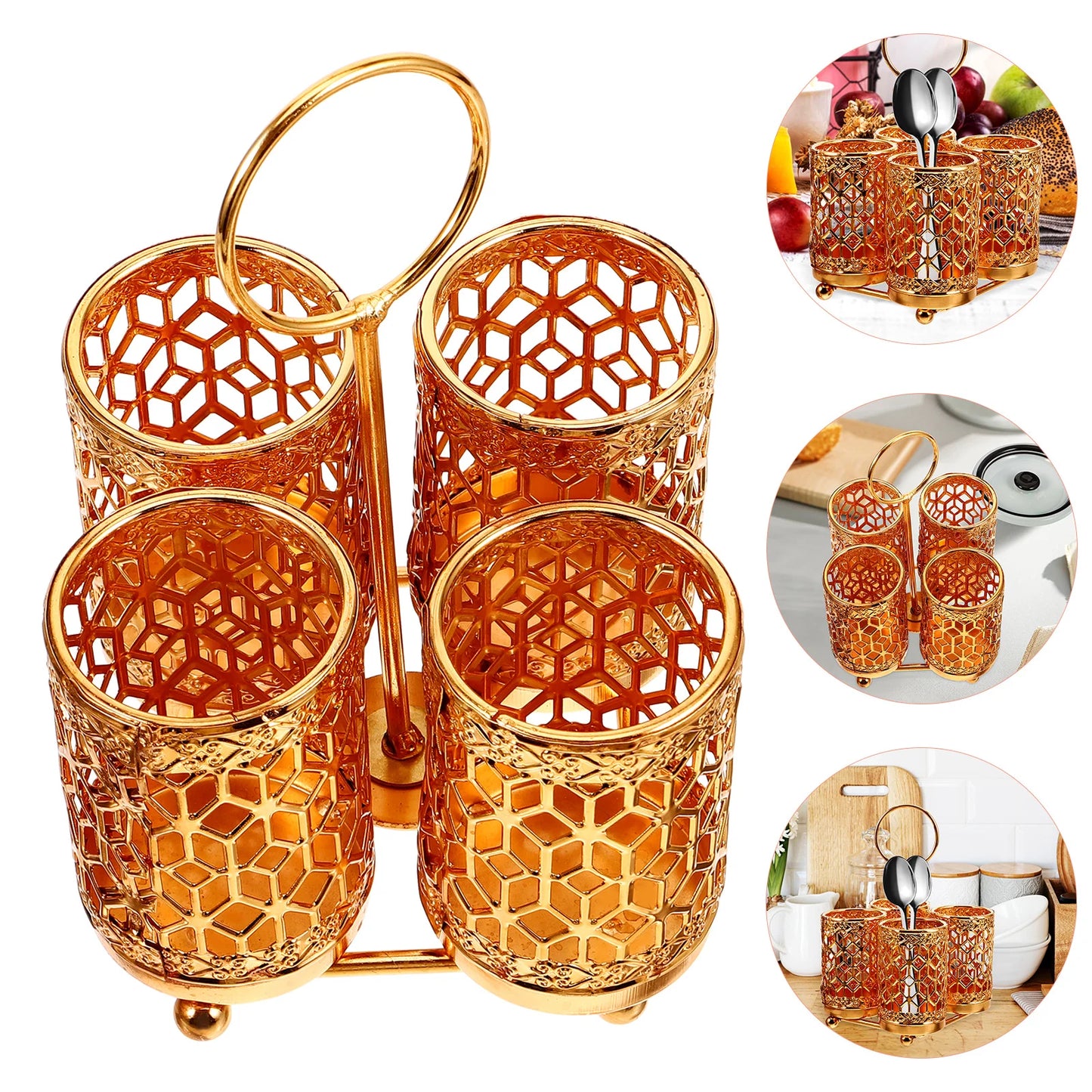 Multi-tube Drain Rack Silverware Iron Kitchenware Holder Large Capacity Chopstick Bucket Organizer Utensil Pot
