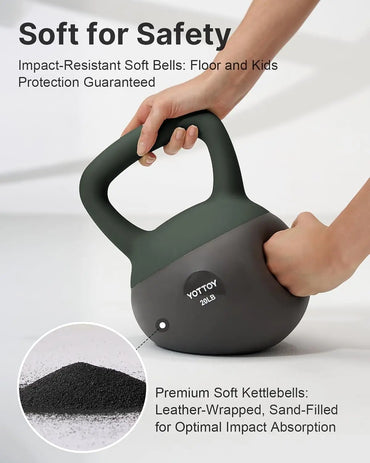 Soft Kettlebell, Set for Strength Training Kettlebells & Home Workouts, Soft-Sided Cushioned Base, Wide-Handle