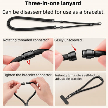 3-in-1 Switchable Mobile Phone Lanyard Adjustable Length Universal Mobile Phone Case Strap