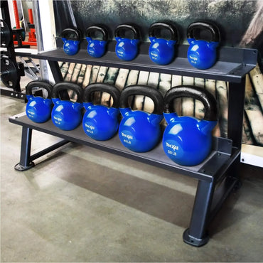 Blue Kettlebell Set, Vinyl Coated Weights Combo for Full Body Workout Equipment Push up, Strength Training