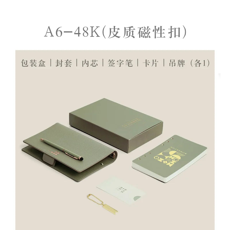 A5 A6 Loose-leaf PU Leather Binder Notebook Journal Diary Planner Organizer Office Business Notebook Supplies School Stationery