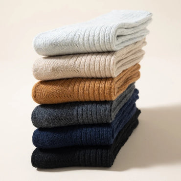 3 Pair Winter Thick Warm Men's Wool Socks High Quality Harajuku Retro Merino Wool Casual Socks Large Size Long Socks