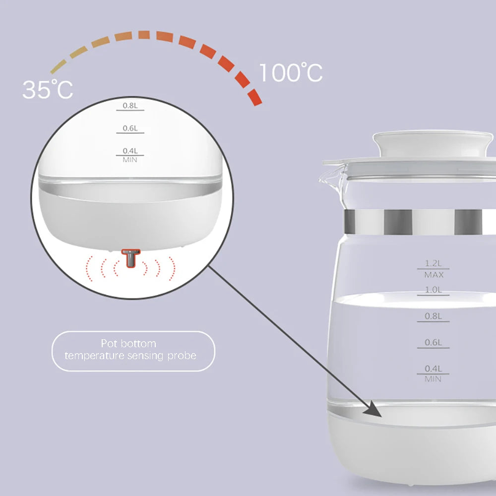 1.2L Thermostatic Milk Kettle 220V Baby Water Warmer,Intelligent Milk Heating Thermos,Constant Temperature Pot