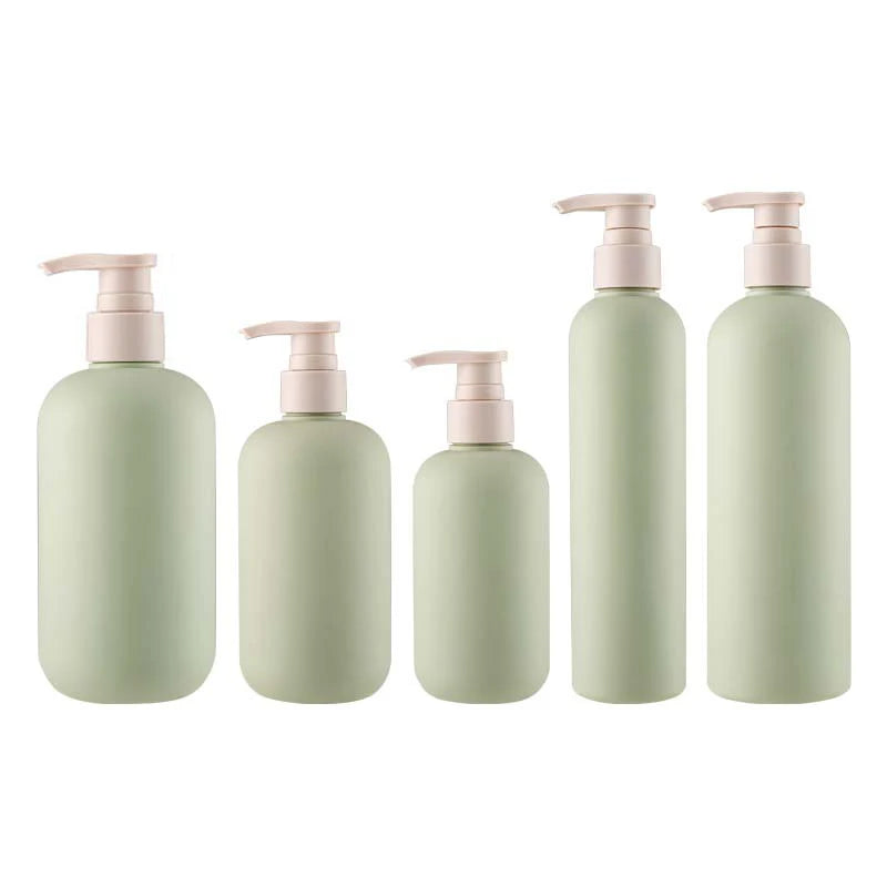 5/10/20pcs Empty Plastic Bottle With Pump Lid HDPE Bottle 200ML 250ML 300ML 400ML Shampoo Container Cream Travel Bottle SZ2801