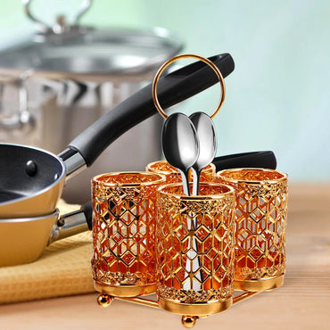 Multi-tube Drain Rack Silverware Iron Kitchenware Holder Large Capacity Chopstick Bucket Organizer Utensil Pot