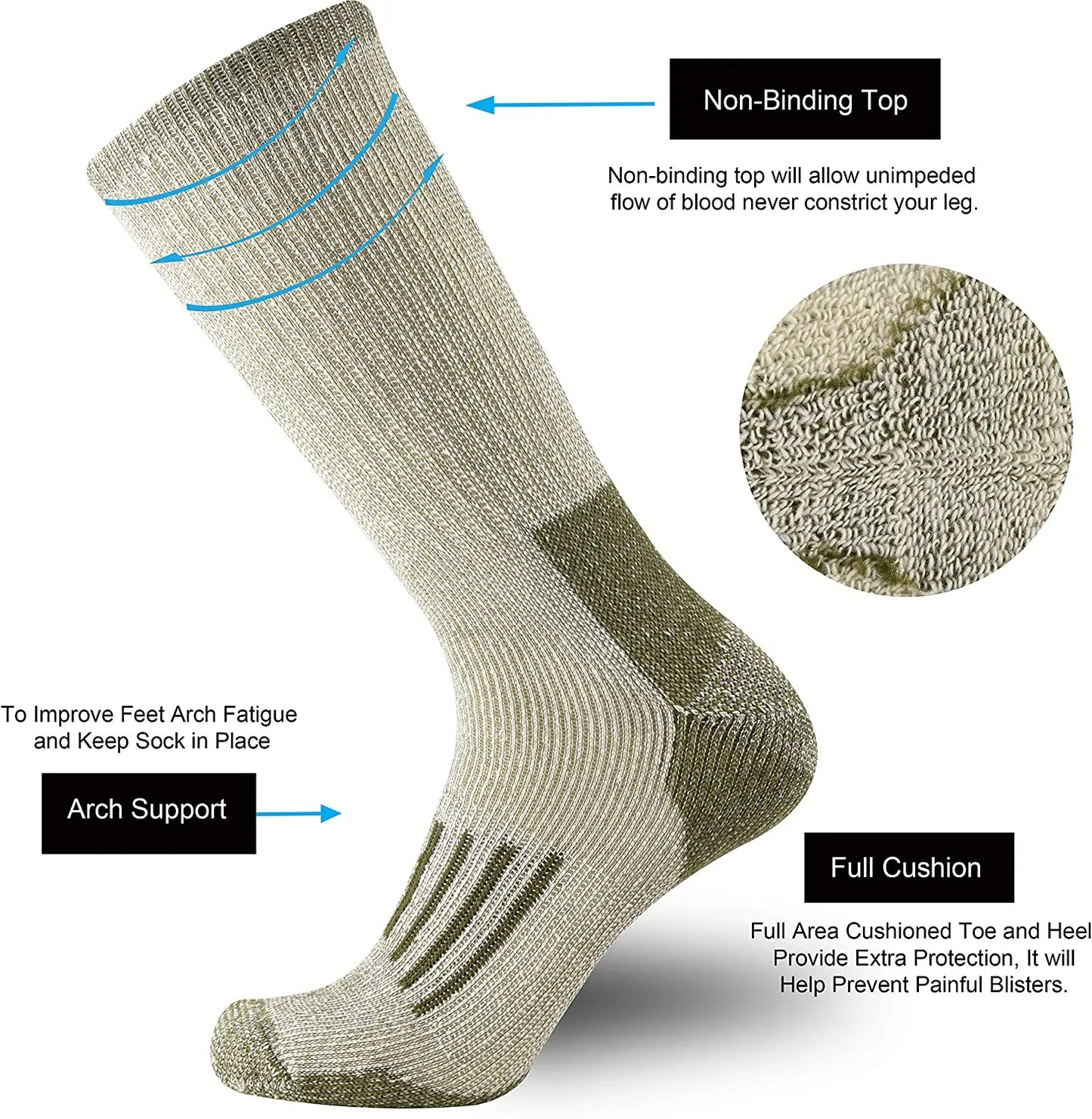 Winter Unisex Merino Wool Socks Hiking Socks 80% Merino Wool Ski Socks Men Women Thicken Thermal Socks Men Warm Anti-Odor Socks