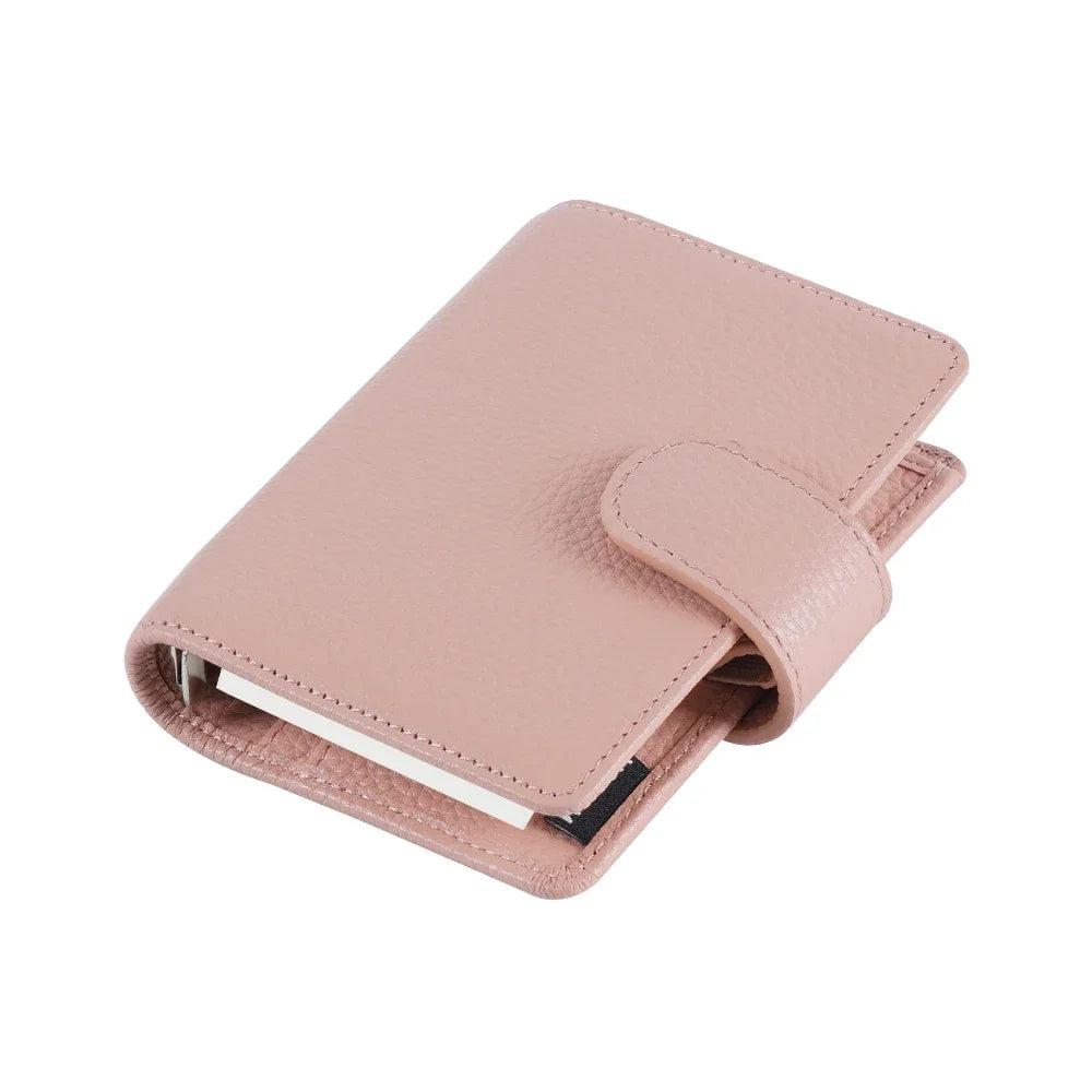 Moterm Regular A8 / M5 Size Rings Planner Pebbled Grain Cowhide 5-hole Mini Notebook with 15 MM Rings Organizer Journey Diary