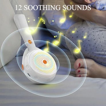 Portable Bluetooth White Noise Machine with 12 Soothing Relaxing Sounds & Silicone Sleep Timer Night Light for Baby & Adults