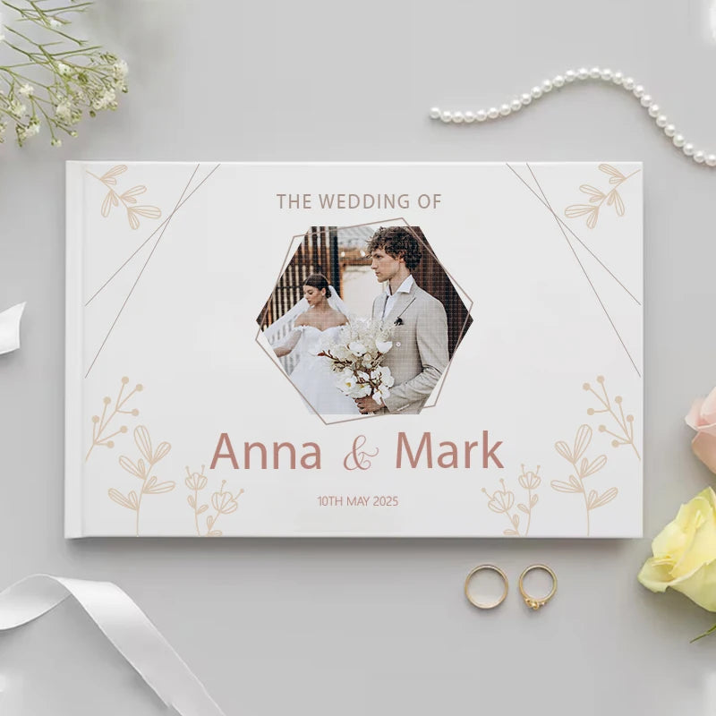 Personalized Guest Book for Wedding Gift White Noble Message Photo Album Simple Elegant Horizontal Keepsake Signature GuestBook