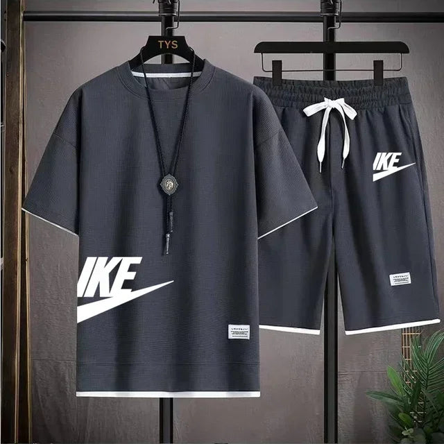 Fashionable casual trend men's sport suit short-sleeved T-shirt and outdoor summer sport shorts two-piece 2025 new size S-3XL