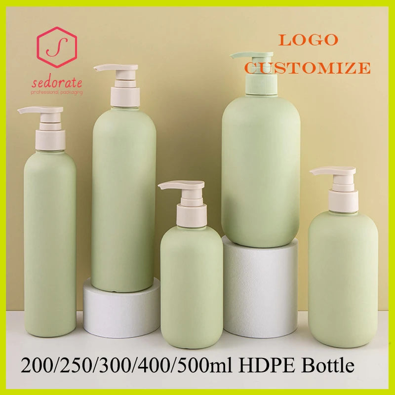 5/10/20pcs Empty Plastic Bottle With Pump Lid HDPE Bottle 200ML 250ML 300ML 400ML Shampoo Container Cream Travel Bottle SZ2801