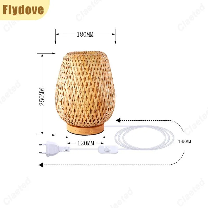 Ins Creative Retro LED Bamboo Weaving Table Lamp Restaurant Homestay Desk Decoration Atmosphere Projection Lighting Fixtures