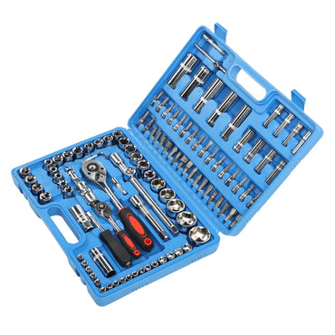 108Pcs Ratchet Wrench Socket Set 1/4in 1/2in CR40 Steel Socket Set Tool Case + Box Hand Tool Kits