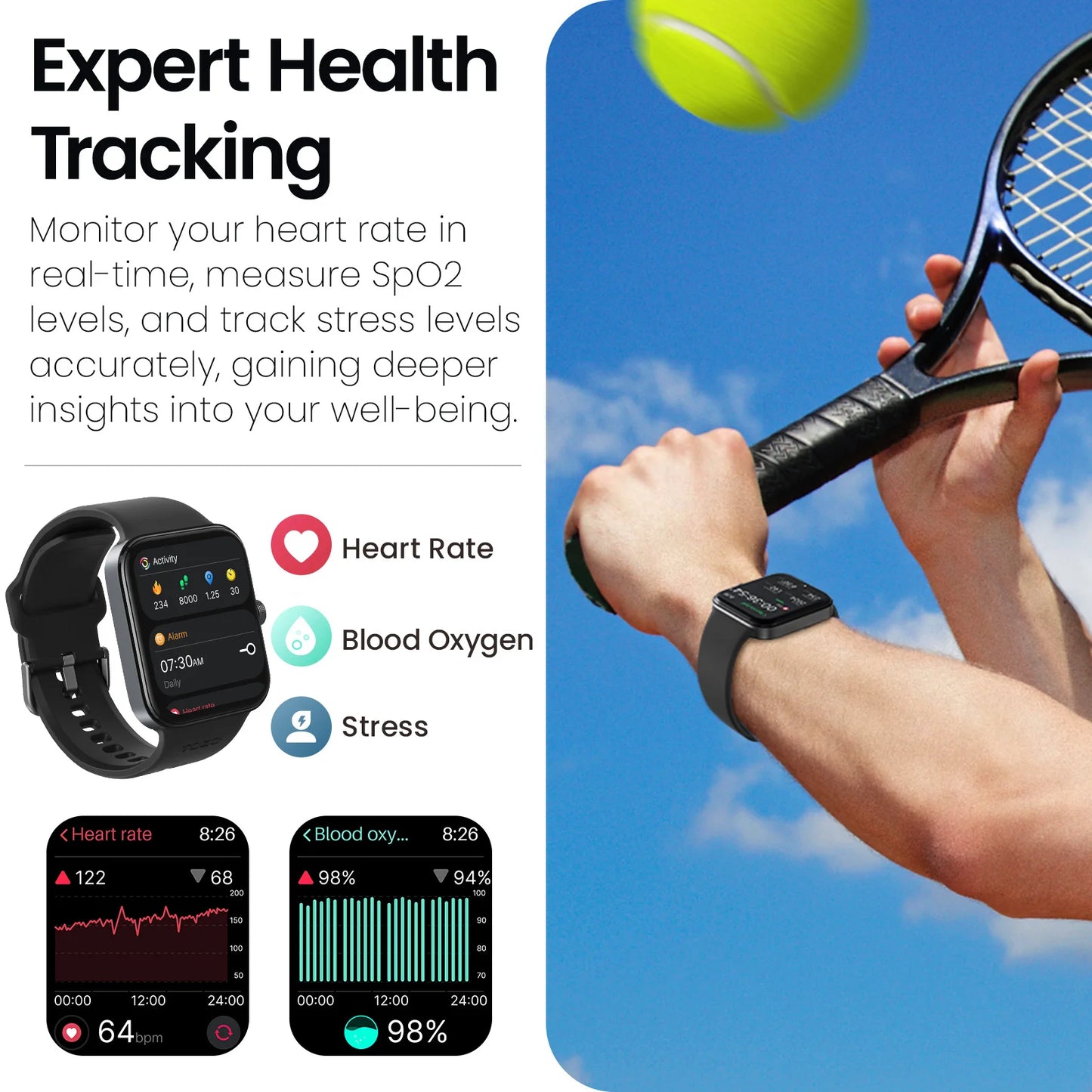 TOZO S4 AcuFit One Smart Watch 1.78" AMOLED Screen Call/Answer Fitness Tracker Heart Rate Sleep Blood Oxygen Monitor
