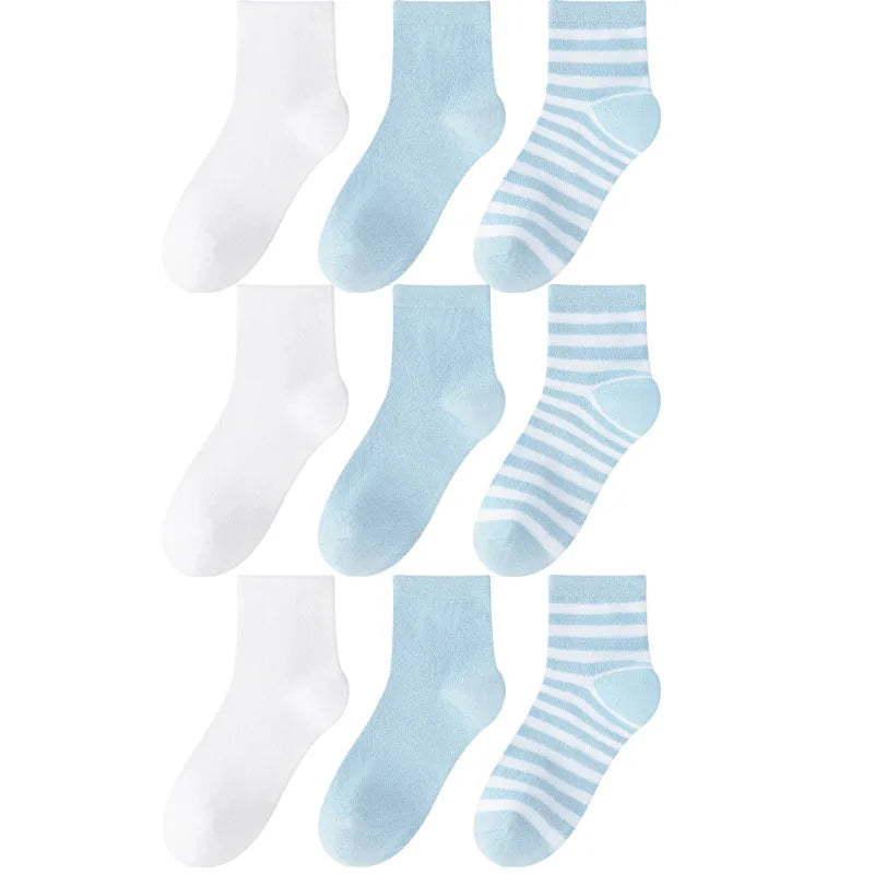 Children's Summer Mesh Colorful Socks: Pure Cotton, Sweat-Absorbent, Breathable, Seamless Stitching, for Boys and Girls, School