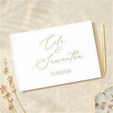 Personalized Guest Book for Wedding Gift White Noble Message Photo Album Simple Elegant Horizontal Keepsake Signature GuestBook