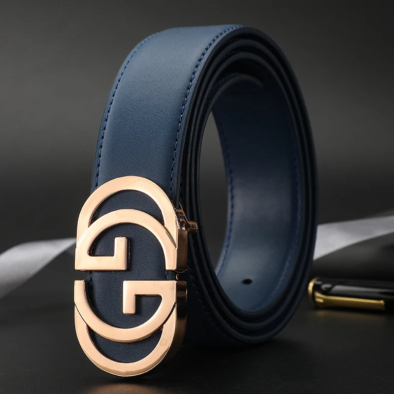 High Quality Designers Business Mens belt Luxury Brand Famous Male brand Belt Buckle Canvas Genuine Leather Belt for men ieans