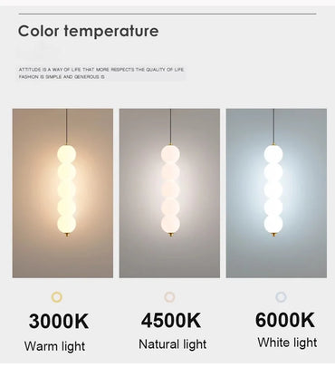 Led PE Ball Pendant Light for Bedroom Bedside Hanging Lamp Ceiling Chandeliers Modern Lighting Decoration Entrance Luminaire