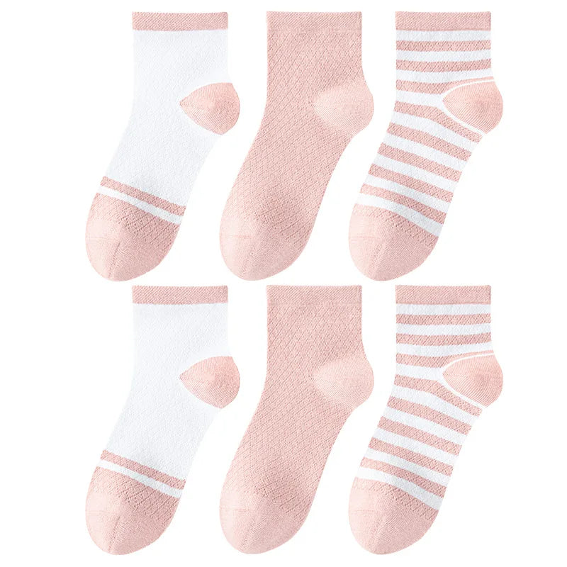 Children's Summer Mesh Colorful Socks: Pure Cotton, Sweat-Absorbent, Breathable, Seamless Stitching, for Boys and Girls, School
