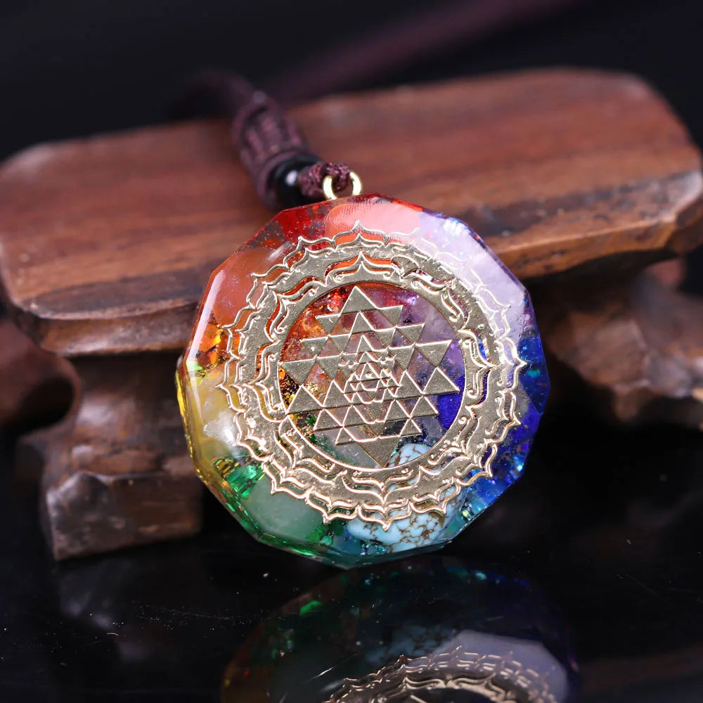Orgonite Pendant Malachite Energy Necklace Sri Yantra Necklace Sacred Geometry Energy Healing Yoga Jewelry