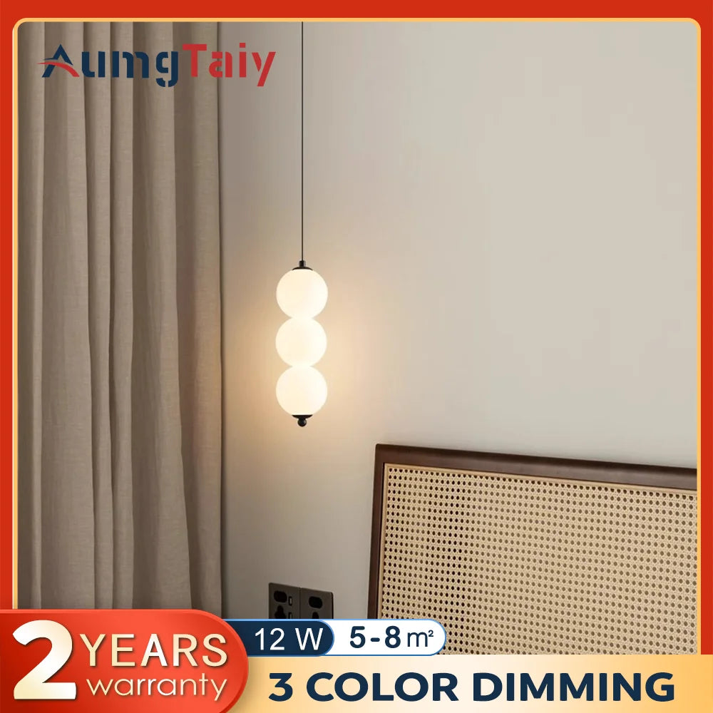 Led PE Ball Pendant Light for Bedroom Bedside Hanging Lamp Ceiling Chandeliers Modern Lighting Decoration Entrance Luminaire