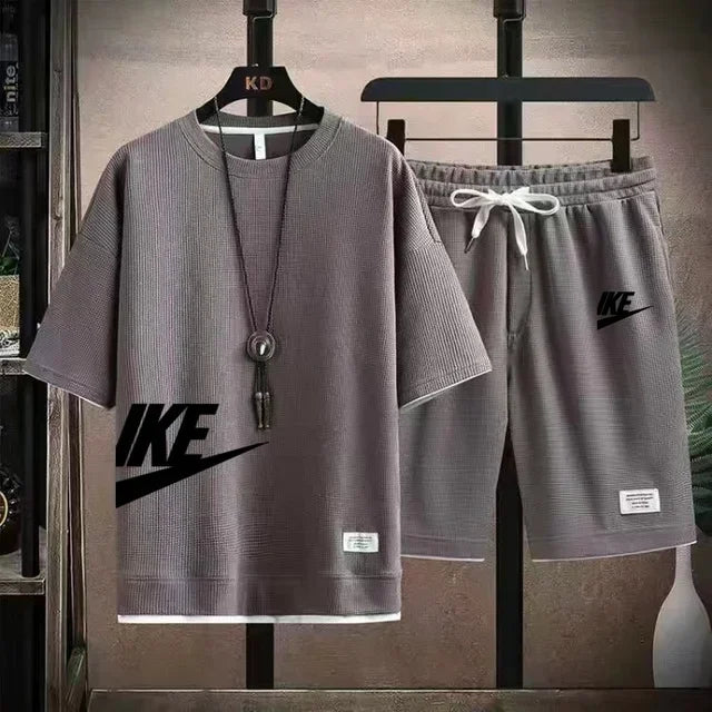 Fashionable casual trend men's sport suit short-sleeved T-shirt and outdoor summer sport shorts two-piece 2025 new size S-3XL