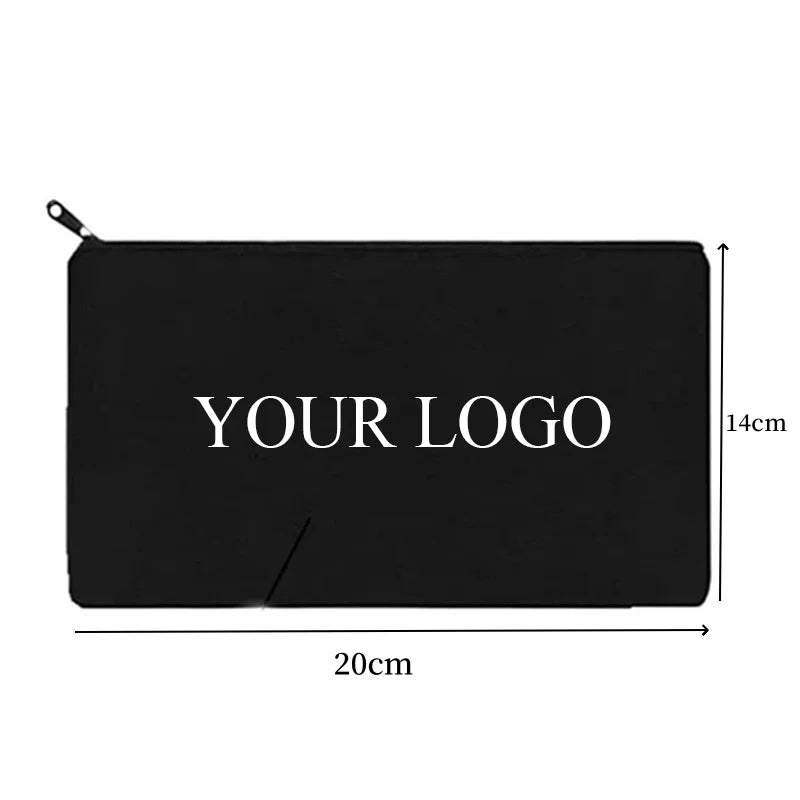 10/20/50pcs LOGO Customized Canvas Zipper Bags Multifunctional Blank DIY Craft Pouches Pencil Bags Personalized Makeup Pockets