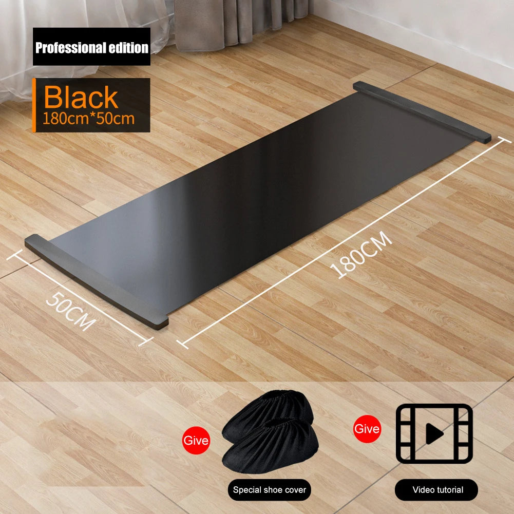1.4/1.8/2M Yoga Sliding Mat Sports Fitness Glide Plate Skating Slide Board with Shoe Booties For Ice Hockey Leg Exercise Trainer