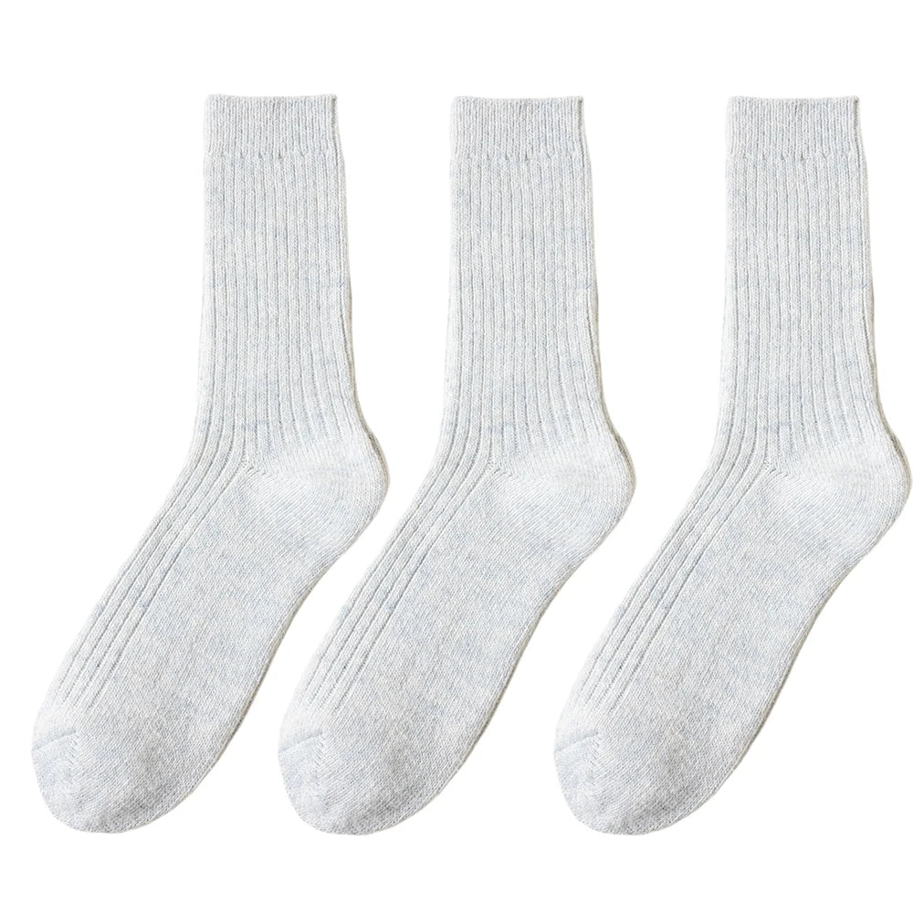 3 Pair Winter Thick Warm Men's Wool Socks High Quality Harajuku Retro Merino Wool Casual Socks Large Size Long Socks