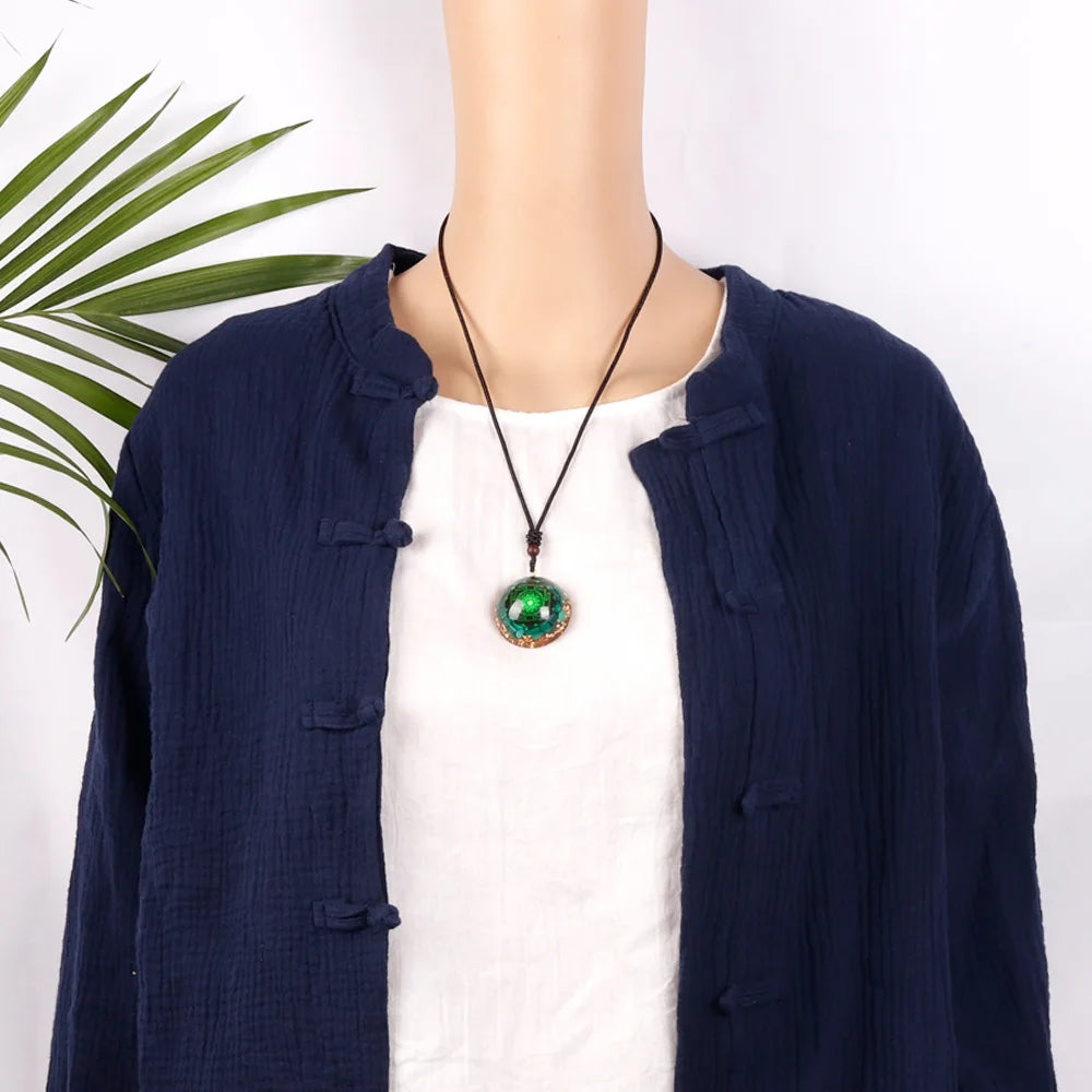 Orgonite Pendant Malachite Energy Necklace Sri Yantra Necklace Sacred Geometry Energy Healing Yoga Jewelry