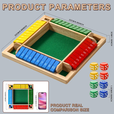 AIUAZA 1 Set Drinking Games, Wooden Board Game For 1-4 Players, Classic Family Game With 8pcs Dices, gaming gift