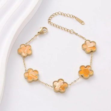 Double Sided Gold Plated Five Flower Bracelet Ladies Adjustable Plum Blossom Chain For Women Fashion Party Jewelry Gift Clover