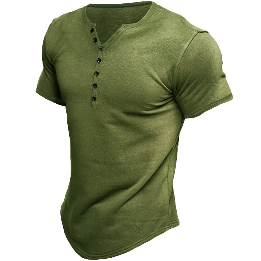 Summer Fashion Mens Small V Collared Short Sleeve T Shirts Man Solid Color Henry Shirt For Men Tee Shirt Homme Camiseta Hombre