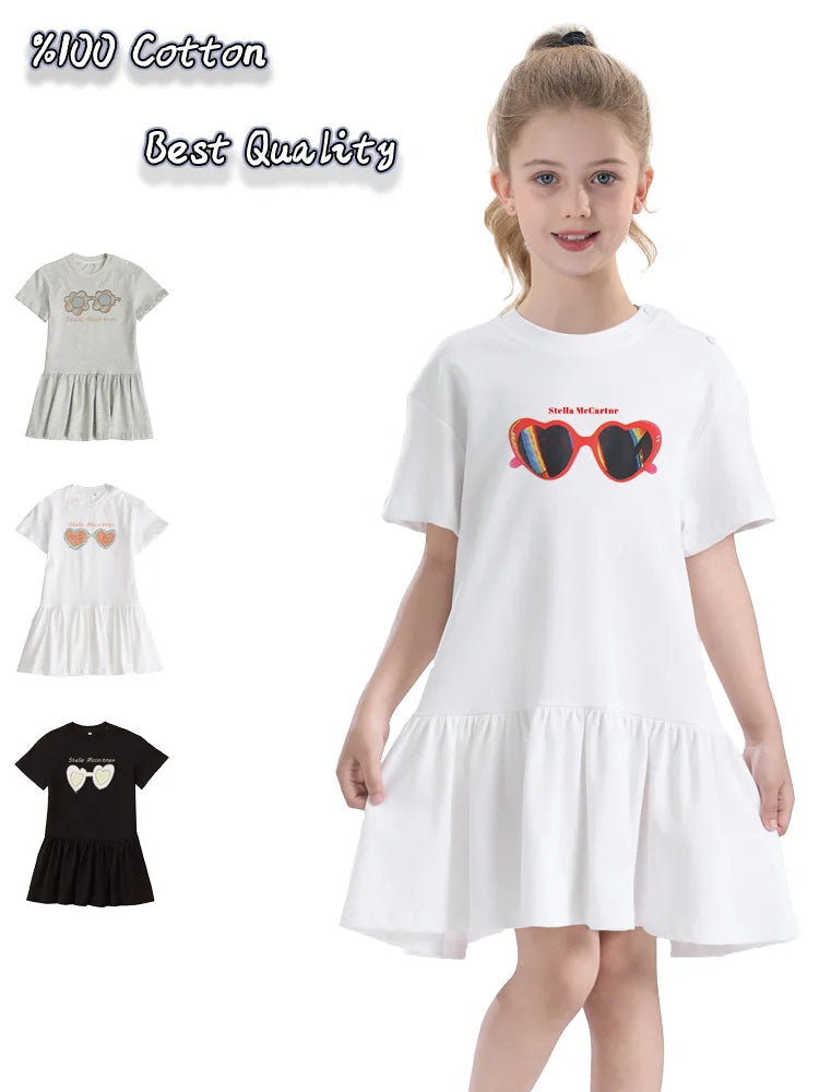 Baby Girls Summer Dress Fashion Vacation Casual Wear Kids Skirt Cotton Short sleeve Party Children Princess Dress Soft Comfort