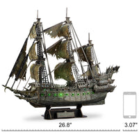 CubicFun 3D Puzzles Green LED Flying Dutchman Pirate Ship Model 360 Pieces Kits Lighting Building Ghost Sailboat Gifts for Adult