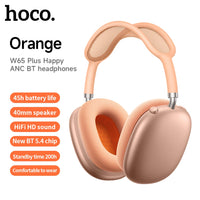 HOCO W65 Plus ANC Noise Reduction Bluetooth Headphones Over The Ear Wireless Big Earphone Hifi Sounds Sport Headsets With Button