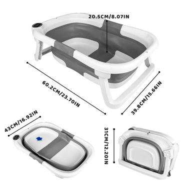 Foldable Baby Bathtub, Baby Bathtub With Soft Cushion And Thermometer, Portable Travel Baby Bathtub