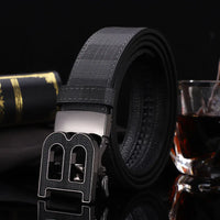 High Quality Wide 3.4cm Men Belt Genuine Leather Canvas Luxury Strap Male Belts For men jeans New Fashion Classice Buckle belt