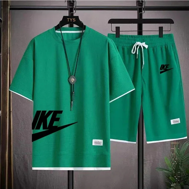 Fashionable casual trend men's sport suit short-sleeved T-shirt and outdoor summer sport shorts two-piece 2025 new size S-3XL