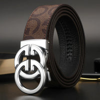 New Width 3.4cm Men's Belt Business Formal Real Leather Canvas Male Belt High Quality Metal Automatic Buckle Belt for men jeans