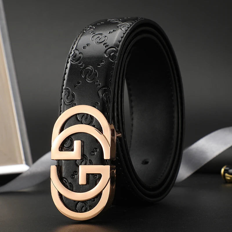 High Quality Designers Business Mens belt Luxury Brand Famous Male brand Belt Buckle Canvas Genuine Leather Belt for men ieans