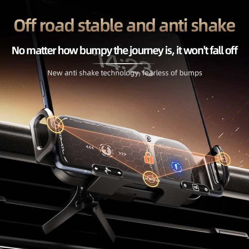 Dual Coil Foldable Phone Holder Car 15W Wireless Charger Car Phone Mount Fast Charging For Samsung iPhone Xiaomi Z Fold