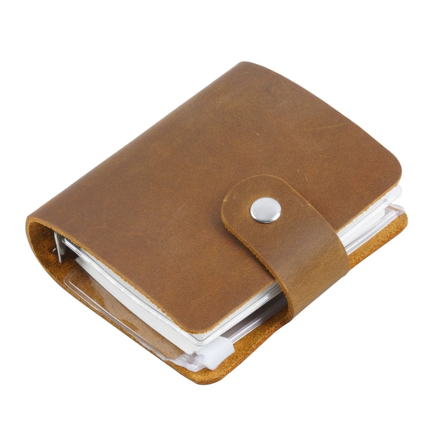 Mini A9 Binder Planner 3 Hole Rings Notebook Crazy Horse Leather Diary Journal Retro Tiny Notepad Vintage Stationery