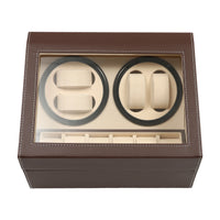 Storage Display Case 4+6 Automatic Rotation Leather Wood Watch Winder with Pillow Luxury Box Black/Brown